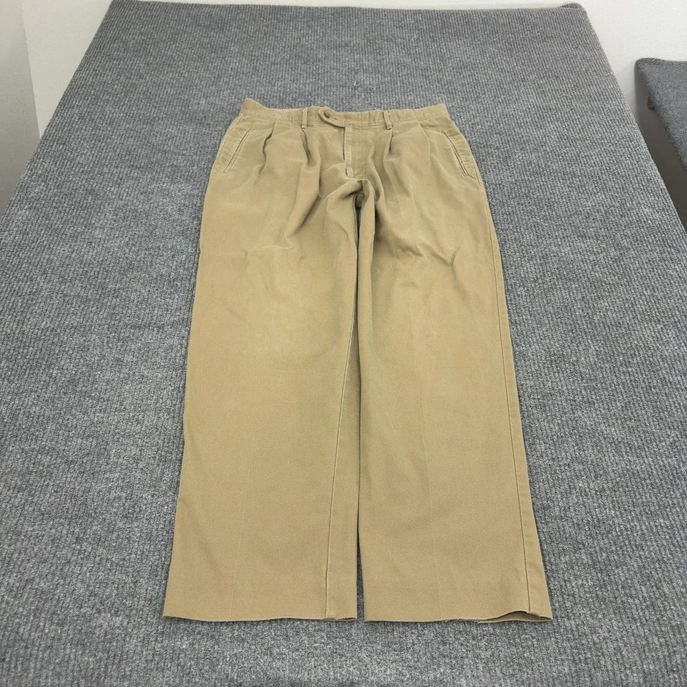 Vintage Dockers Pants Men 36x34 Tan Cotton Pleated Front Class A Chino Classic